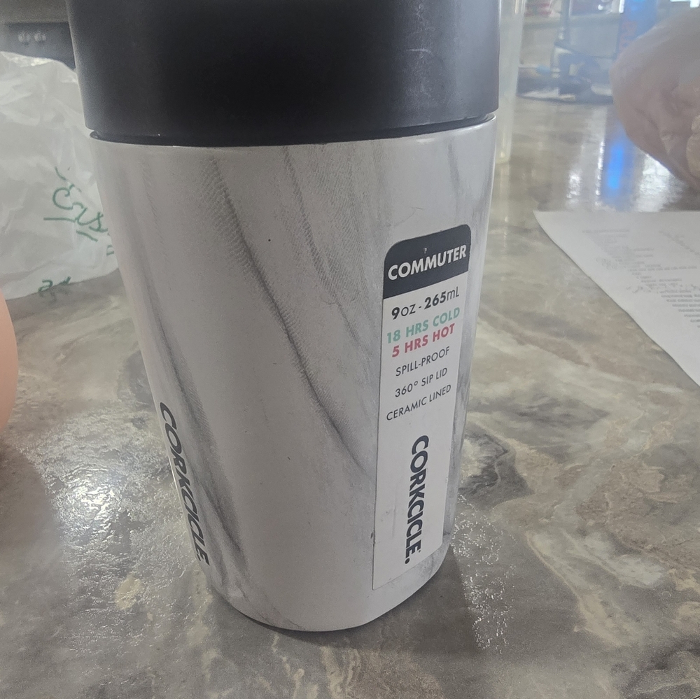 Corkcicle White and Black Tumbler